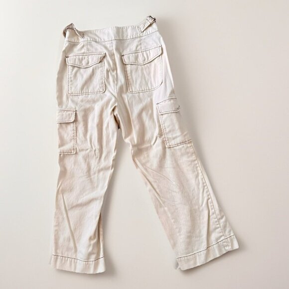 Nicole Miller Cargo Pants Size 6 Khaki Cream Multi Pockets Brown Threading - Picture 5 of 5